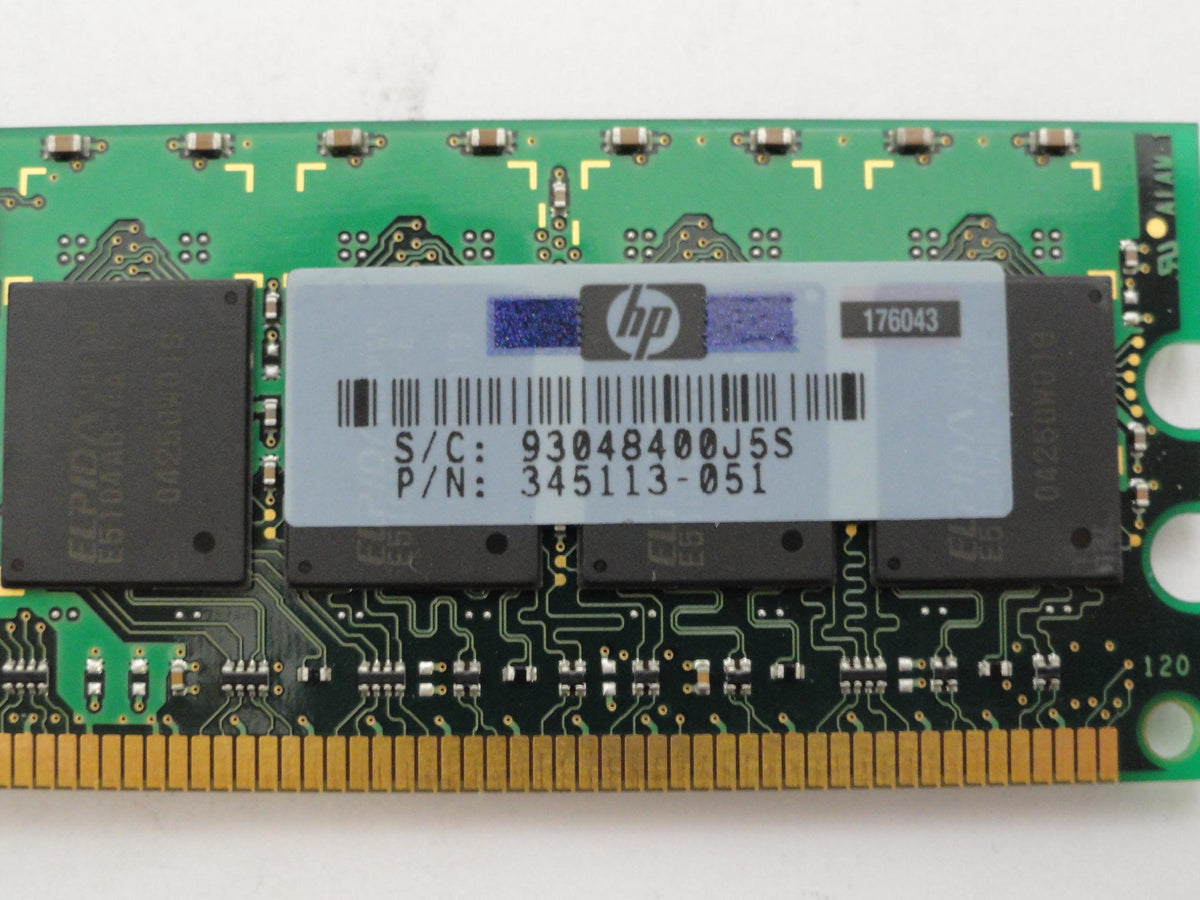 Elpida HP 1Gb DDR2-400MHz PC2-3200 CL3 ECC Reg RAM ( EBE10RD4ABFA-4A-E 345113-051 ) REF