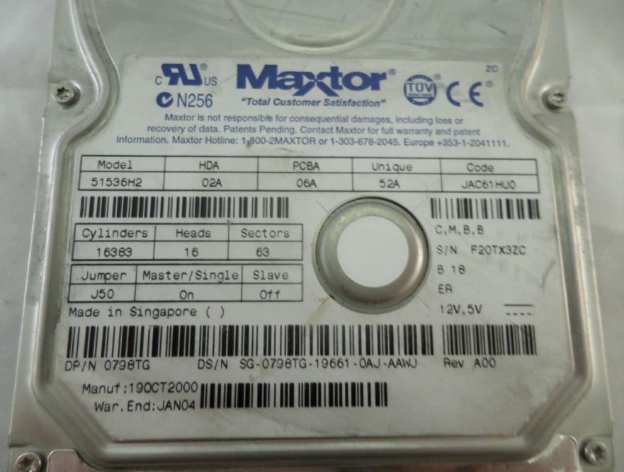 51536H2 - Dell Maxtor 15Gb IDE 7200rpm 3.5in HDD - Refurbished