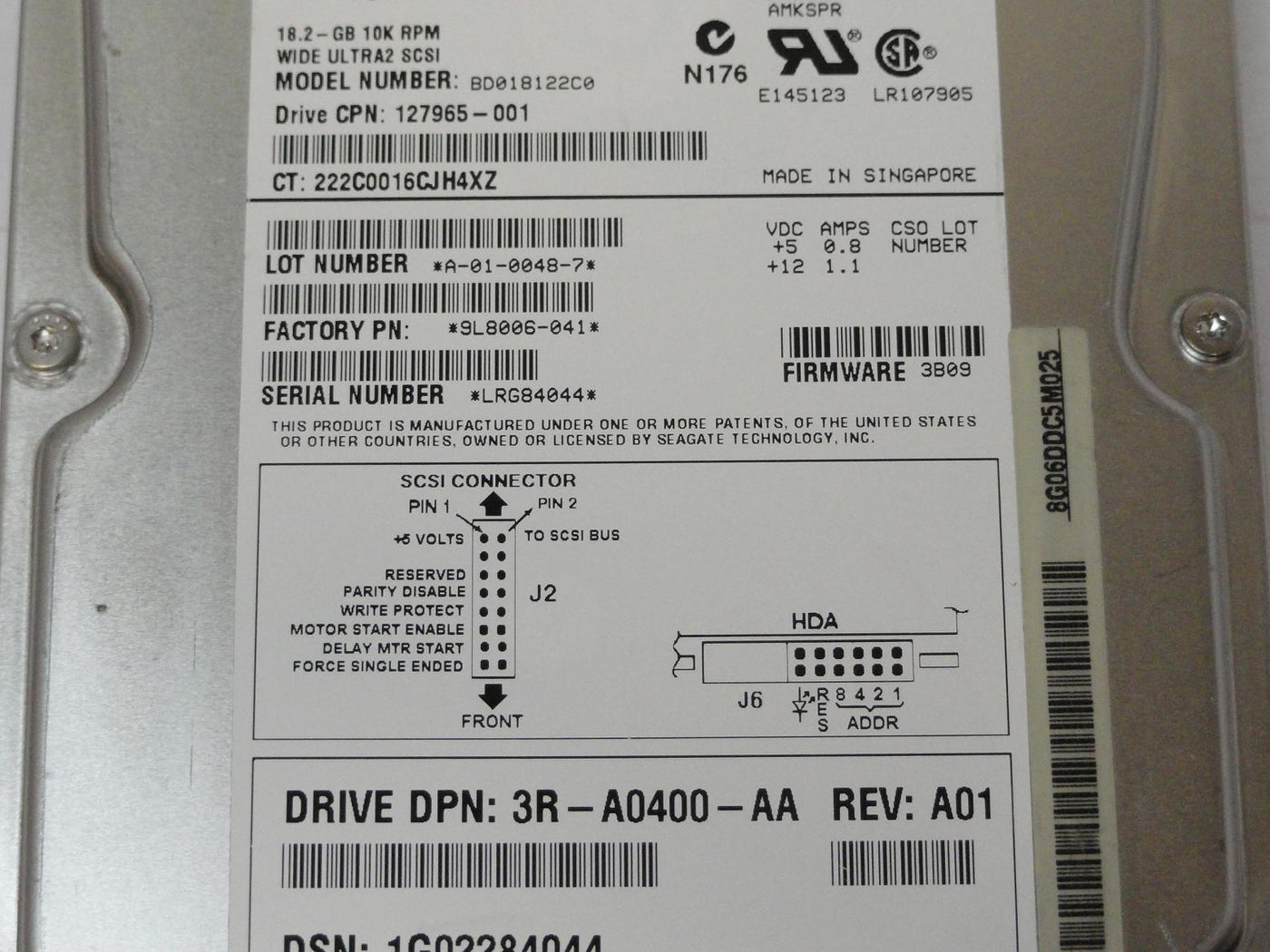 PR06131_9L8006-041_Seagate Compaq 18.2GB SCSI 80 Pin 10Krpm 3.5in HDD - Image3