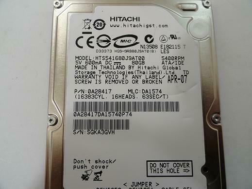 Hitachi 80GB IDE 5400rpm 2.5in HDD ( 0A28417 HTS541682J9AT00 ) REF