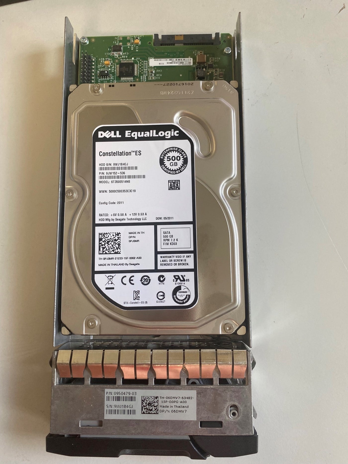Dell Seagate 500GB 7200rpm SATA 3.5in HDD in Caddy ( 9JW152-536 ST3500514NS 06DMV7 0950479-03 0PJ0MR ) REF