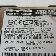 PR23962_08K0846_Hitachi IBM 40GB IDE 5400rpm 2.5in HDD - Image2