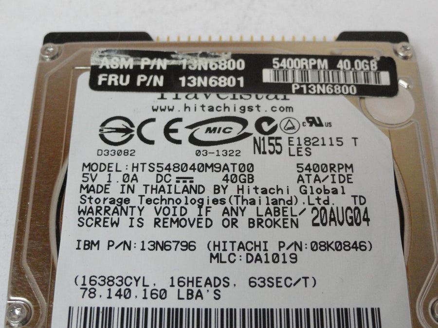 PR23962_08K0846_Hitachi IBM 40GB IDE 5400rpm 2.5in HDD - Image2