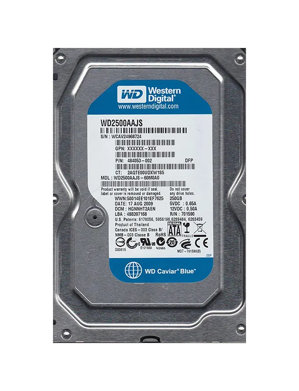 Western Digital HP 250GB SATA 7200rpm 3.5in HDD ( WD2500AAJS-60M0A0 484053-002 449980-001 ) REF
