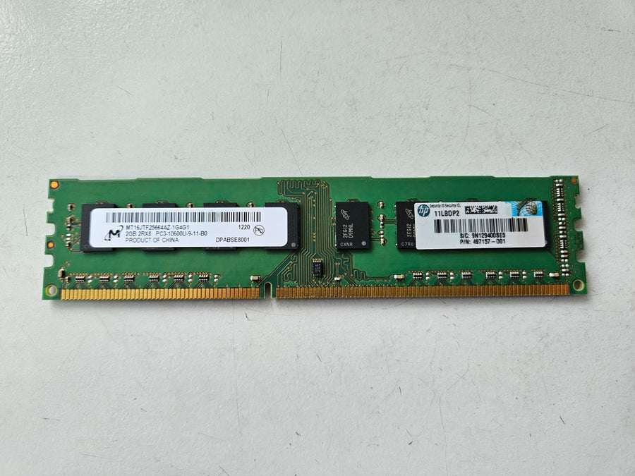 Micron HP  2GB PC3-10600 DDR3-1333MHz non-ECC Unbuffered CL9 240-Pin DIMM ( MT16JTF25664AZ-1G4G1 497157-D01 ) REF