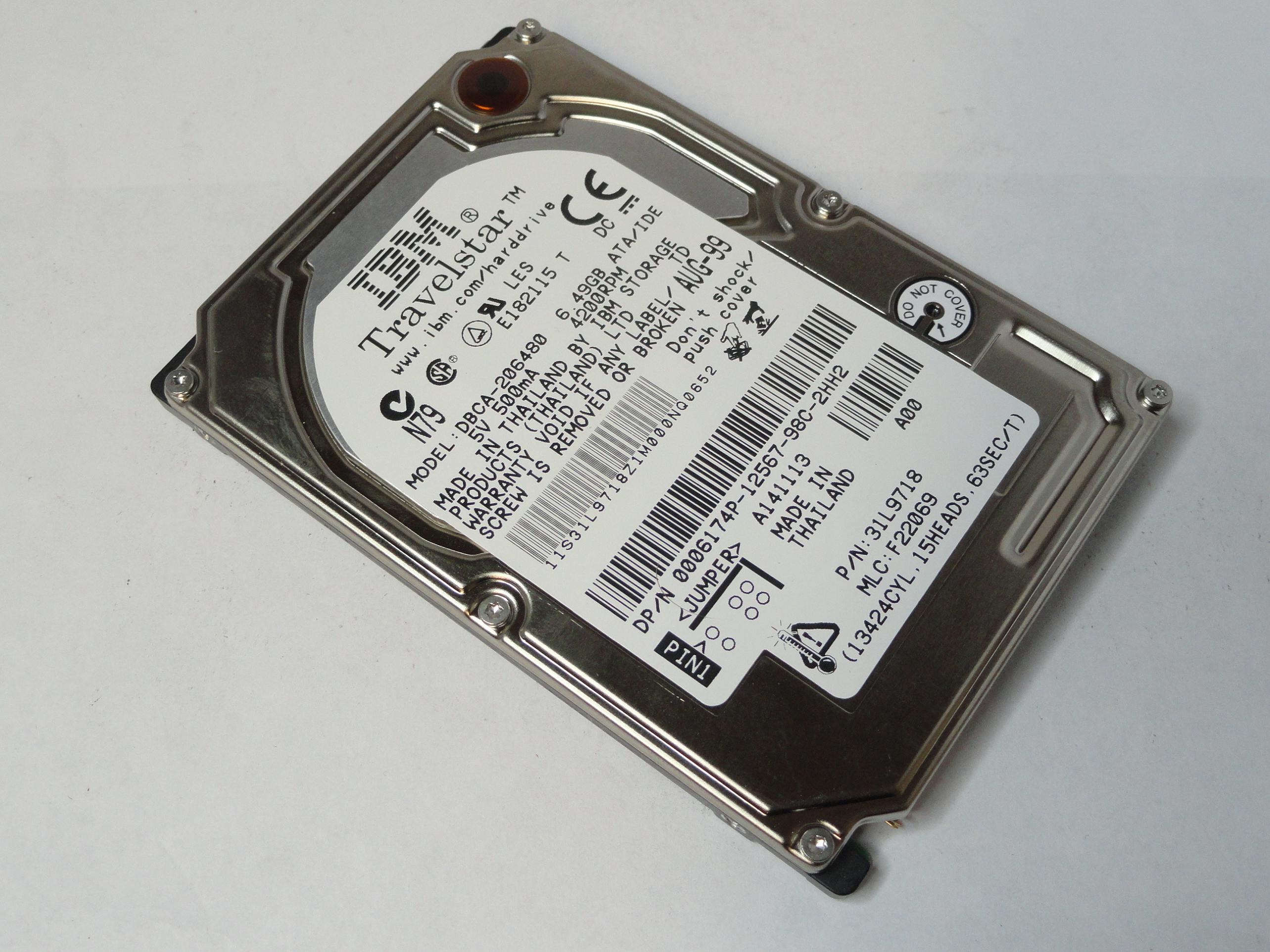 IBM Dell 6.4Gb IDE 4200rpm 2.5in HDD ( 31L9718 DBCA-206480 6174P 0006174P ) REF