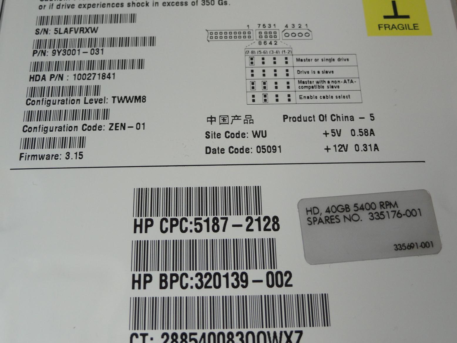 PR14900_9Y3001-031_Seagate HP 40GB IDE 5400rpm 3.5in HDD - Image3