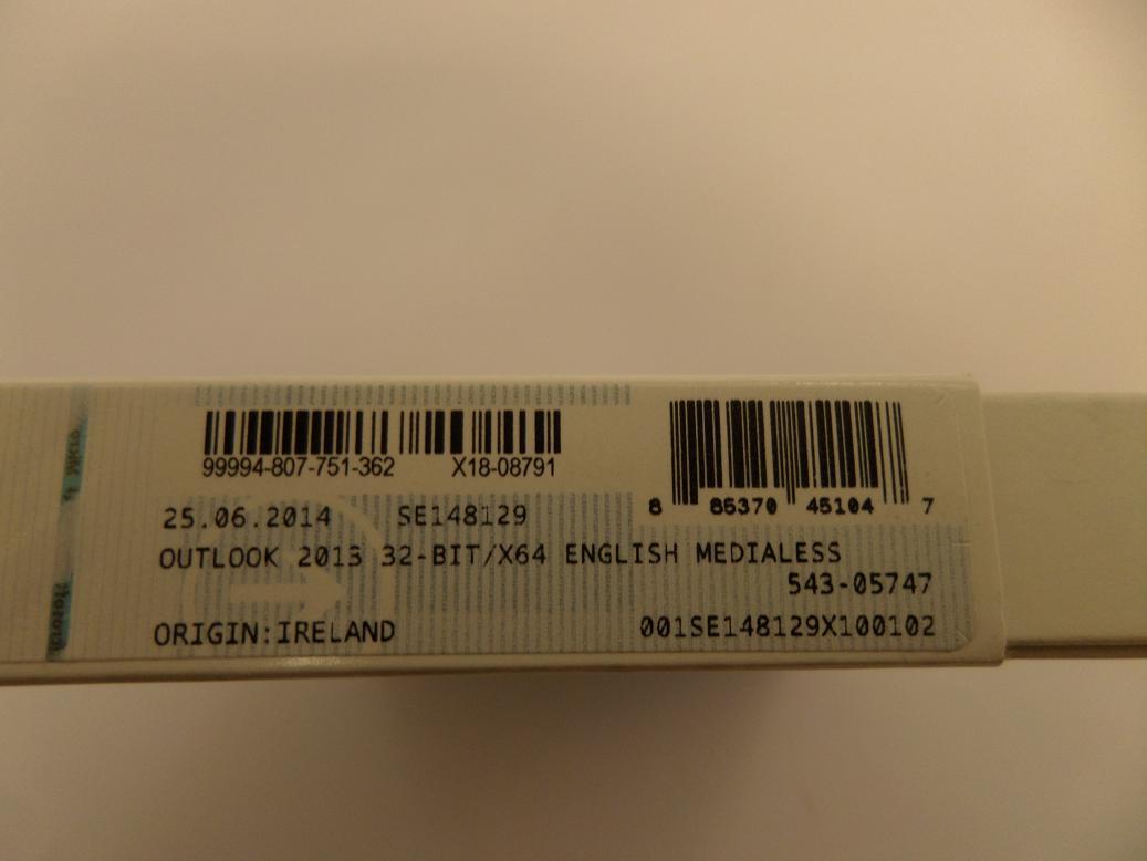 PR24992_543-05747_Microsoft Outlook 2013 Licence Card - 1 User - Image3