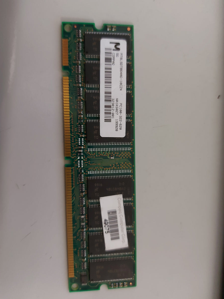 Micron 64MB PC100 100MHz non-ECC Unbuffered CL2 168P DIMM MT8LSDT864AG-10CZ4