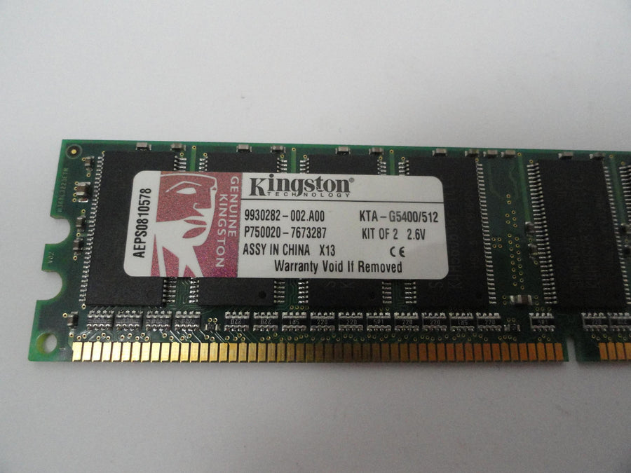 Kingston 512MB KIT (2x256MB) PC3200 CL3 DDR DIMM ( KTA-G5400/512 9930282-002.A00 ) REF