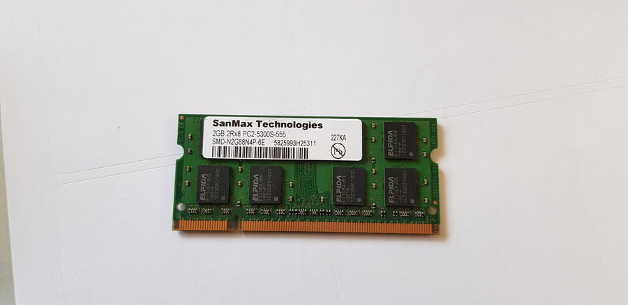 SanMax 2GB 2Rx8 PC2 53000S SODIMM MEMORY MODULE (SMD-N2G88N4P-6E)