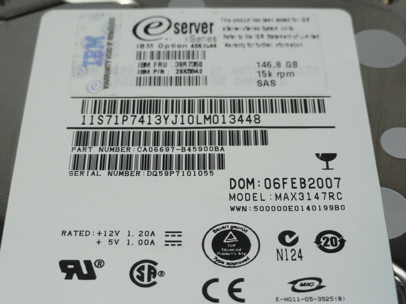 CA06697-B45900BA - Fujitsu IBM 146.8GB SAS 80 Pin 15Krpm 3.5in eServer xSeries HDD in Caddy - Refurbished