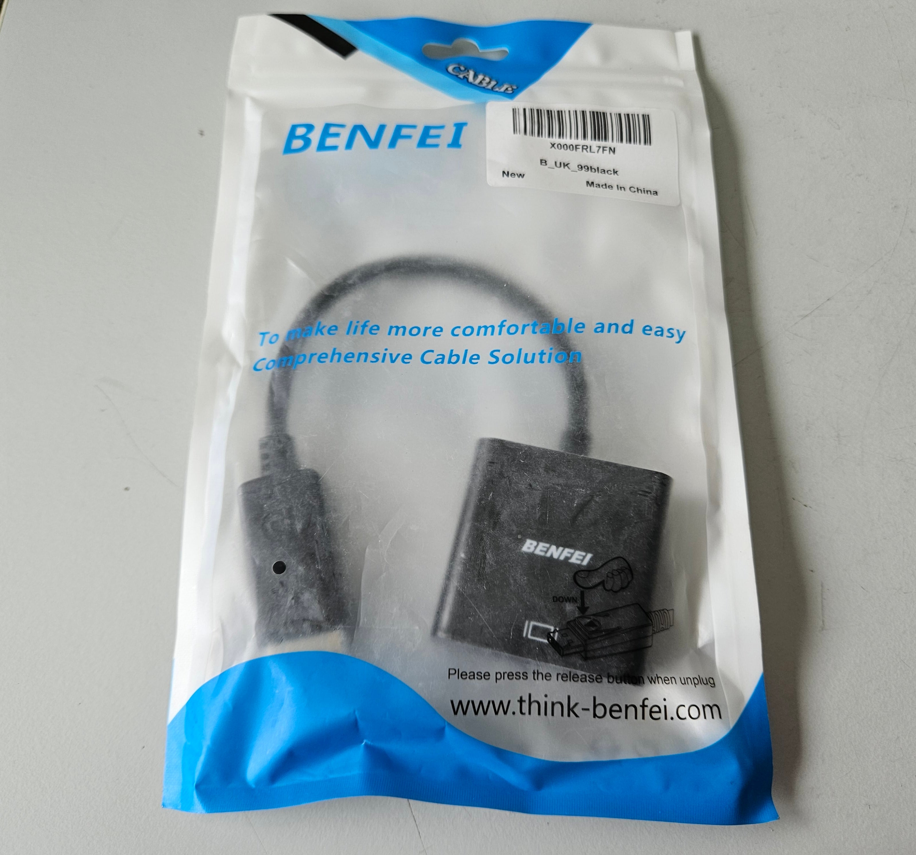 Benfei Male to Female DisplayPort to VGA Adaptor ( B_UK_99black ) NEW