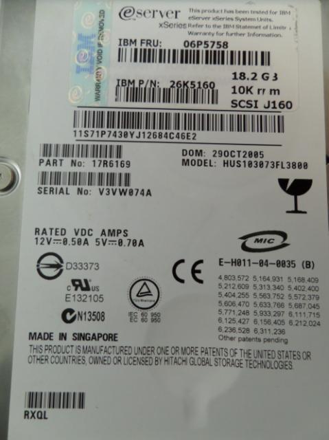 PR12995_17R6169_Hitachi IBM 18.2GB SCSI 80Pin 10Krpm 3.5in HDD - Image2