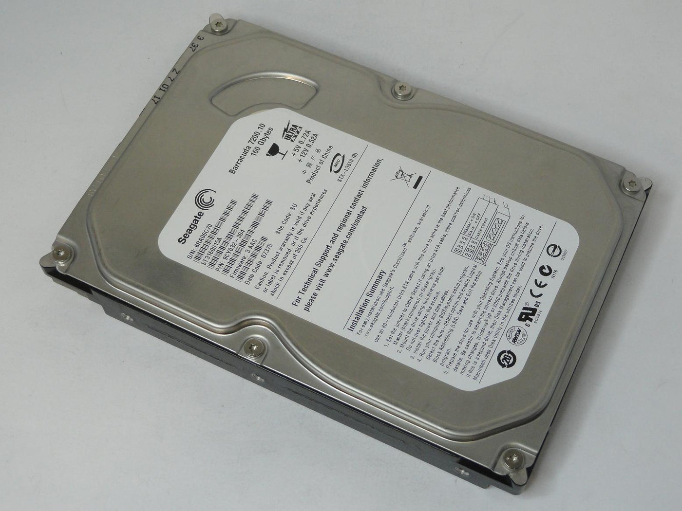 9CY032-304 - Seagate 160GB IDE 7200rpm 3.5in Barracuda 7200.10 HDD - Refurbished