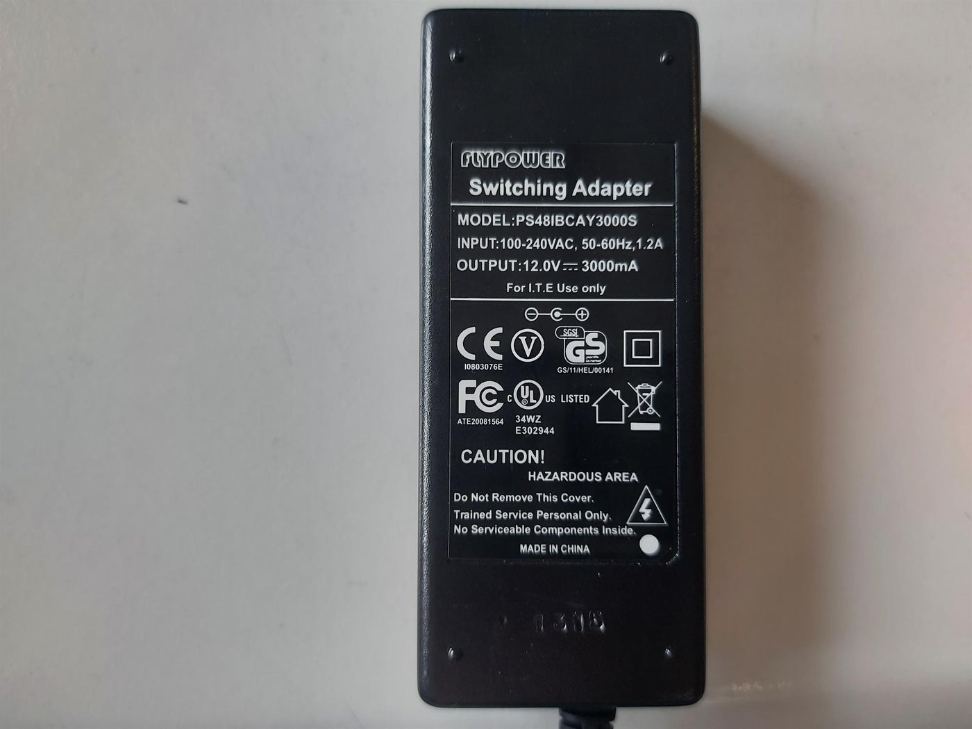 Flypower 12.0V 3000mA AC-DC Switching power adapter (PS48IBCAY3000S)