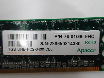Apacer 1GB DDR2 PC2-6400 CL5 DIMM ( 78.01G9I.9HC ) REF