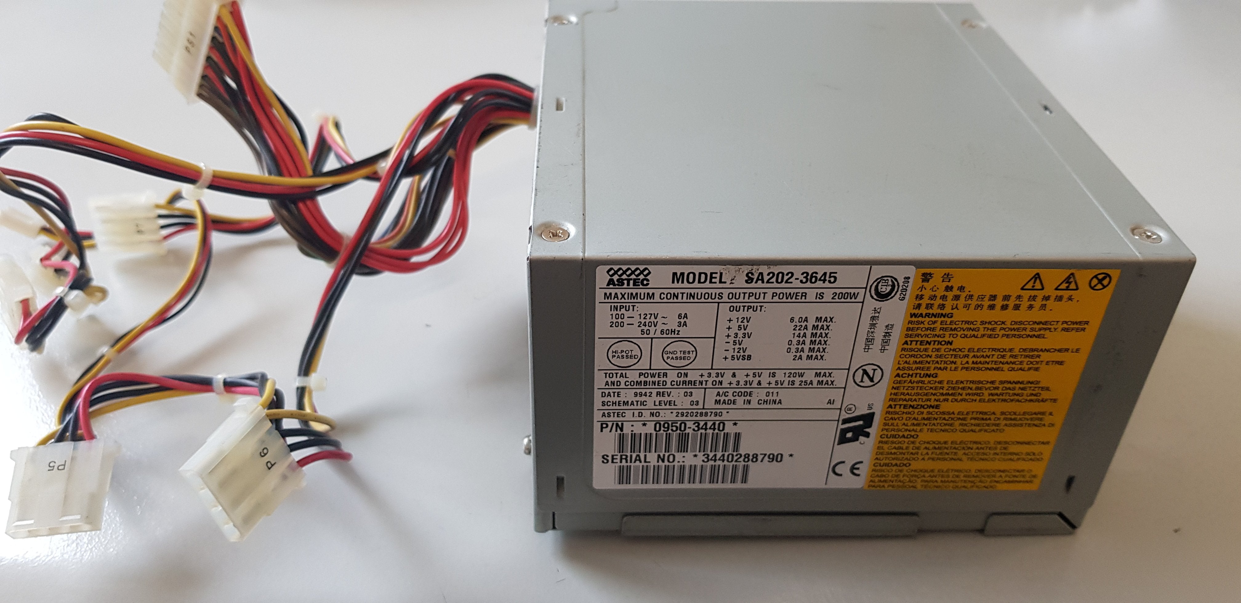 HP/Astec 200W PSU ( SA202-3645 SA202-3645 0950-3440  6130015438318 Astec HP ) REF
