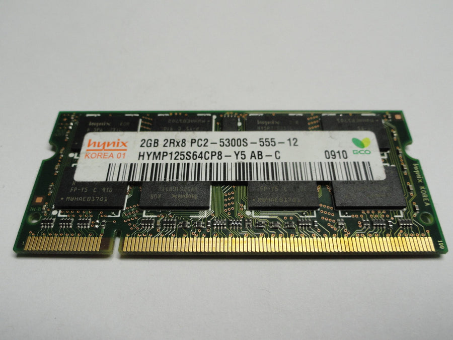 PC2-5300S-555-12 - Hynix 2Gb 200 Pin PC2-5300 CL5 DDR2-667 16c 128x8 2Rx8 1.8V SODIMM Mmeory Module - Refurbished