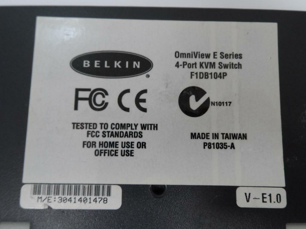 Belkin OmniView E Series 4-Port PS/2 KVM Switch ( F1DB104P ) USED