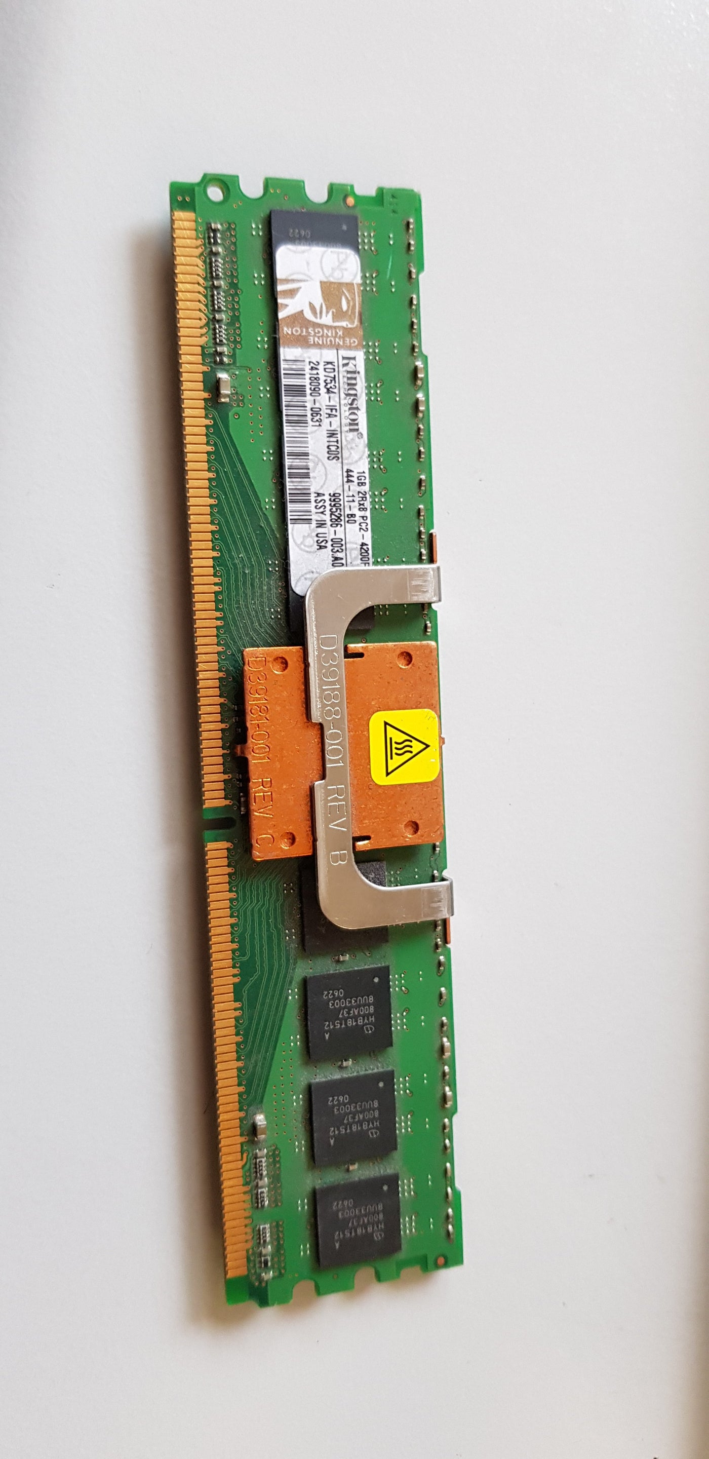 Kingston 1GB 2RX8 PC2-4200 DDR2-533MHz ECC Fully Buffered CL4 240-Pin DIMM Memory Dual Rank Module (KD7534-IFA-INTC0S)