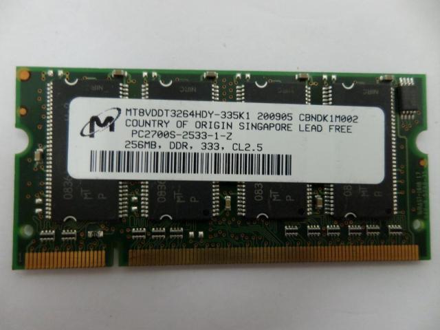 PR25280_MT8VDDT3264HDY-335K1_Micron 256MB PC2700 DDR 333MHz 200 Pin SoDimm - Image2