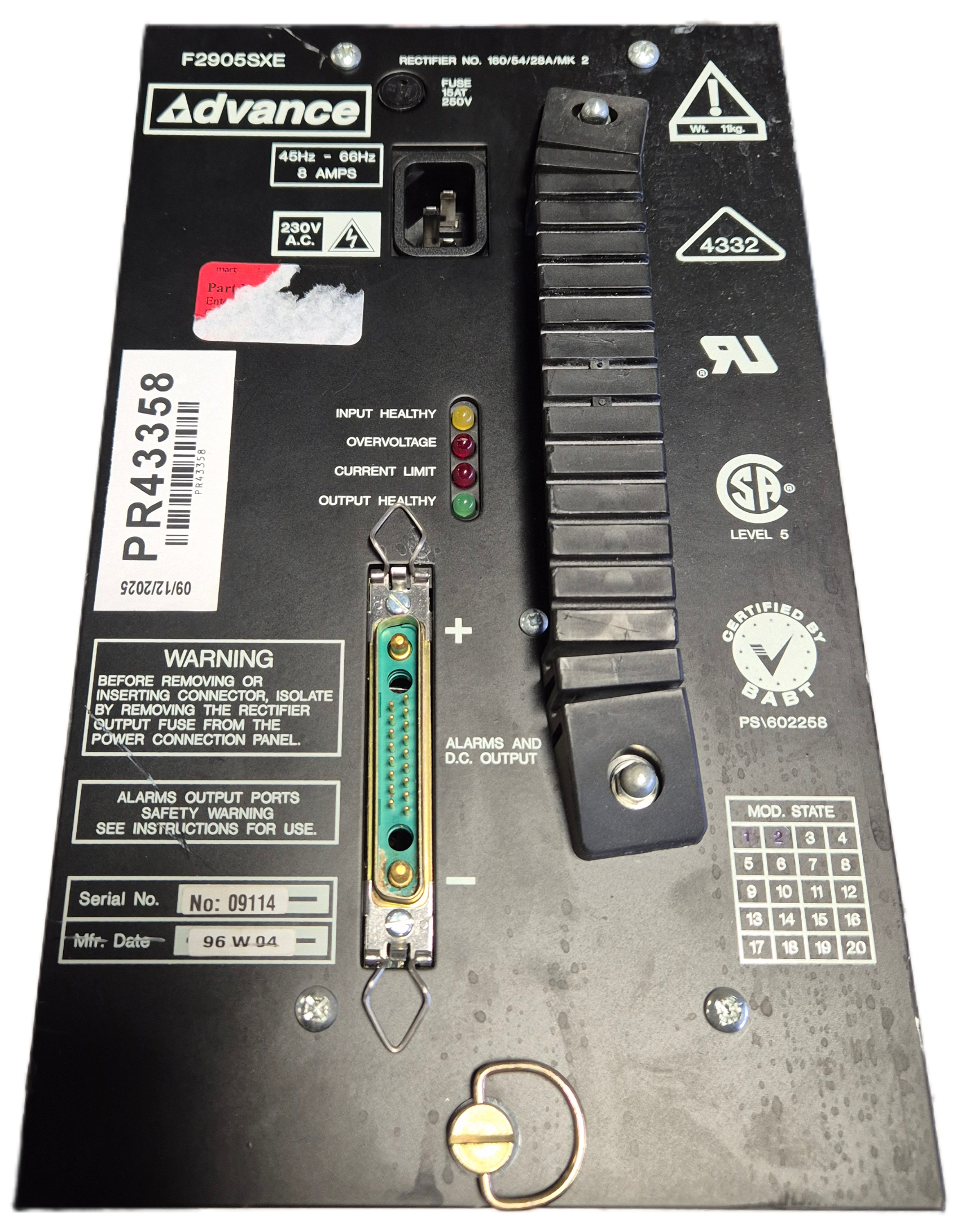 Advance F2905SXE 240V 1800W Industrial grade PSU ( 14F2905SXE ) USED