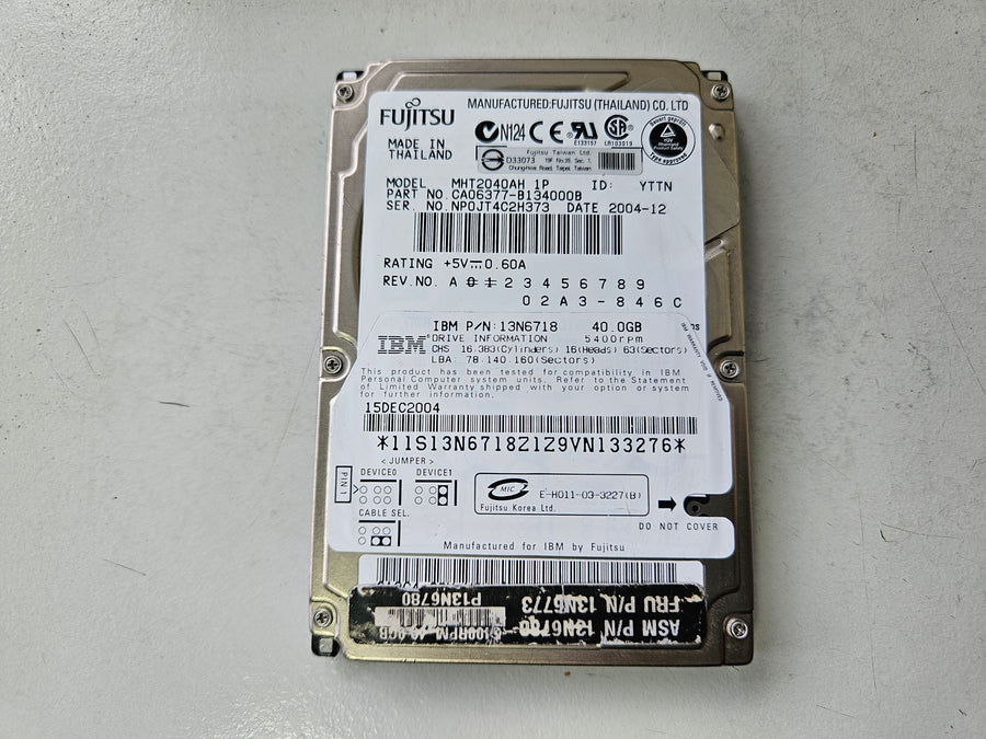 Fujitsu IBM 40Gb IDE 5400rpm 2.5in Laptop HDD ( CA06377-B134000B MHT2040AH 13N6718 ) REF
