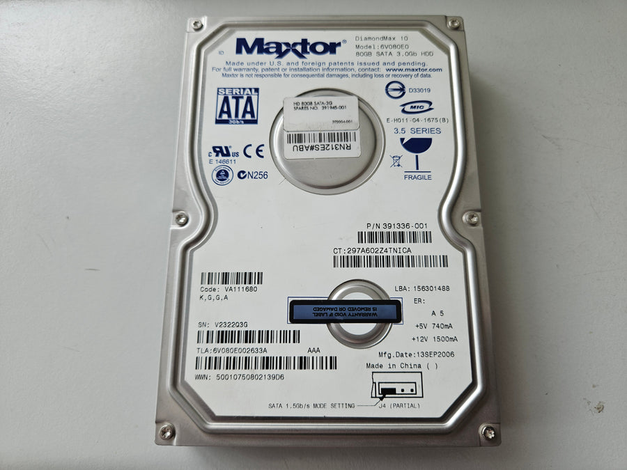 Maxtor Compaq 80GB SATA 7200rpm 3.5in HDD ( 6V080E0 391945-001 391336-001 ) REF