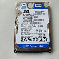 Western Digital Scorpio Blue 80GB SATA 2.5" HDD ( WD800BEVT-22ZCT0 WD800BEVT ) USED