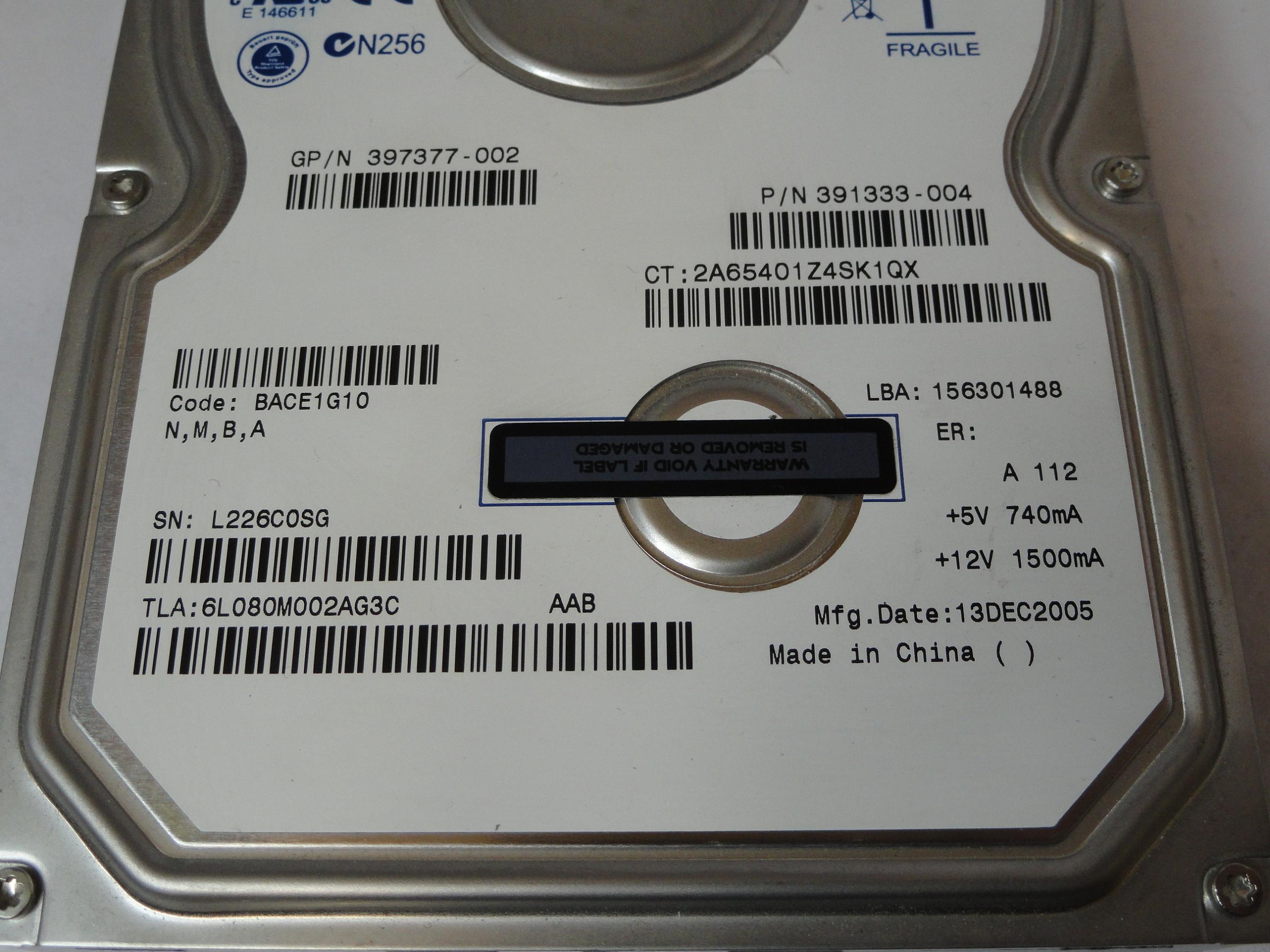 6L080M0 - Maxtor HP 80Gb SATA 7200rpm 3.5in HDD - Refurbished