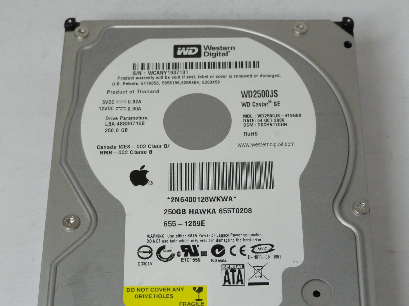 WD2500JS-41SGB0 - Western Digital Apple 250Gb SATA 7200rpm 3.5in HDD - Refurbished