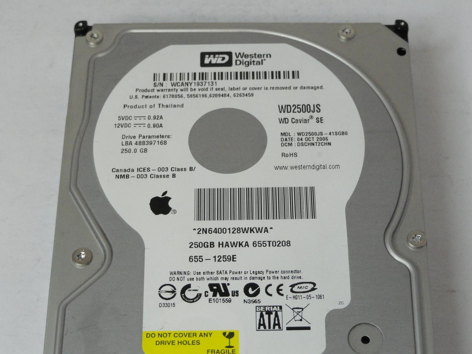 WD2500JS-41SGB0 - Western Digital Apple 250Gb SATA 7200rpm 3.5in HDD - Refurbished