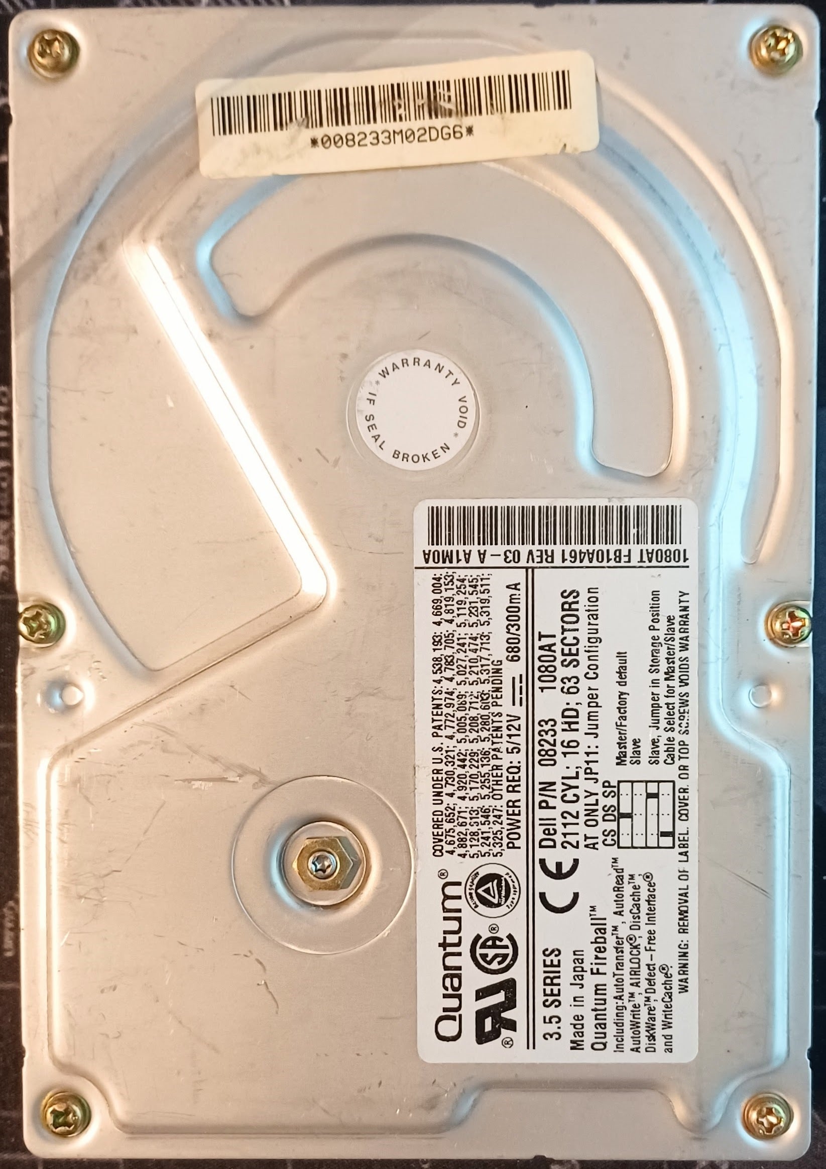 Quantum Dell 1Gb IDE 5400Rpm 3.5" HDD ( FB10A461 8233 ) USED