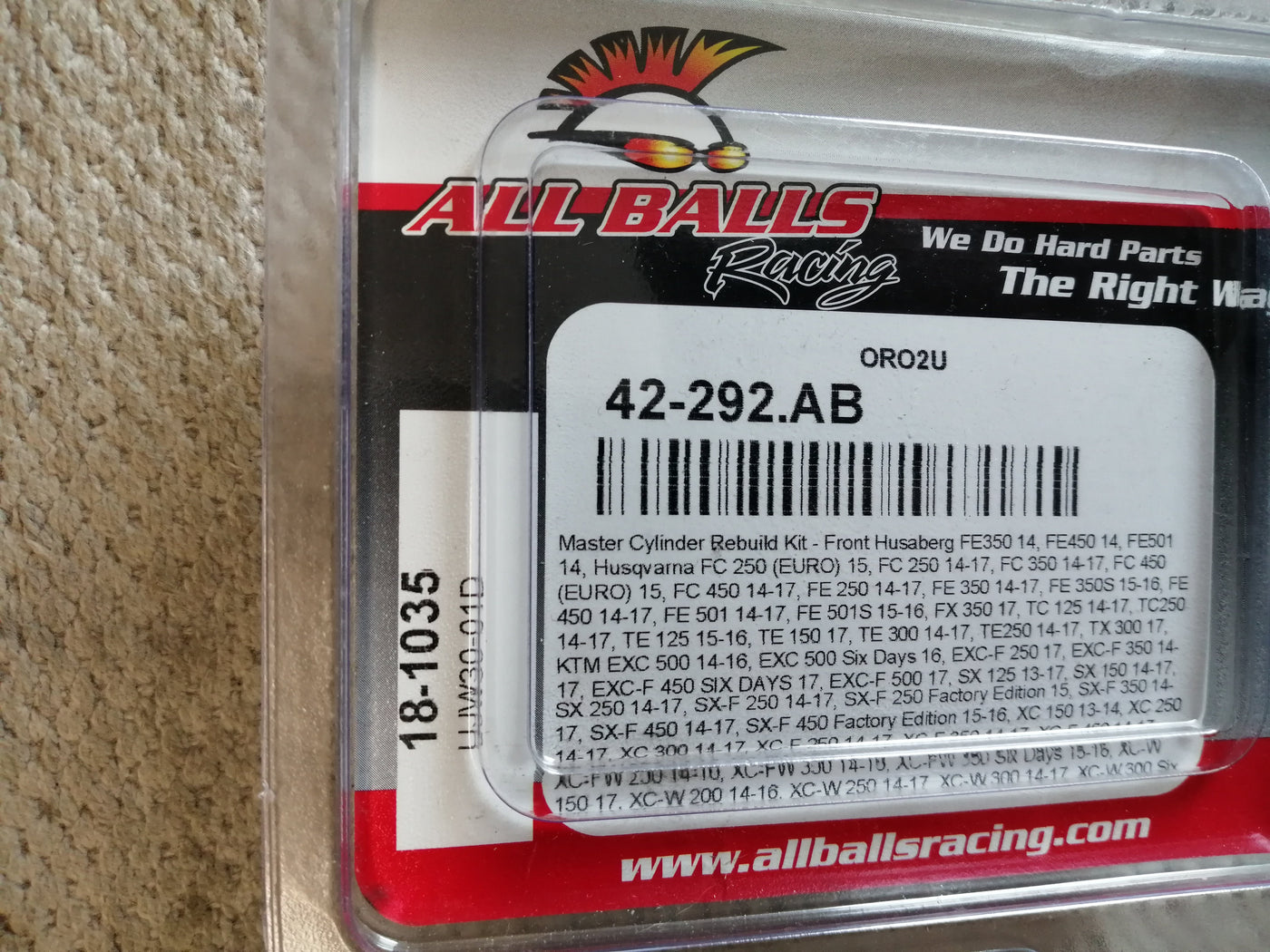 ALL BALLS RACING MASTER CYLINDER REBUILD KIT (18-1035 NEW )