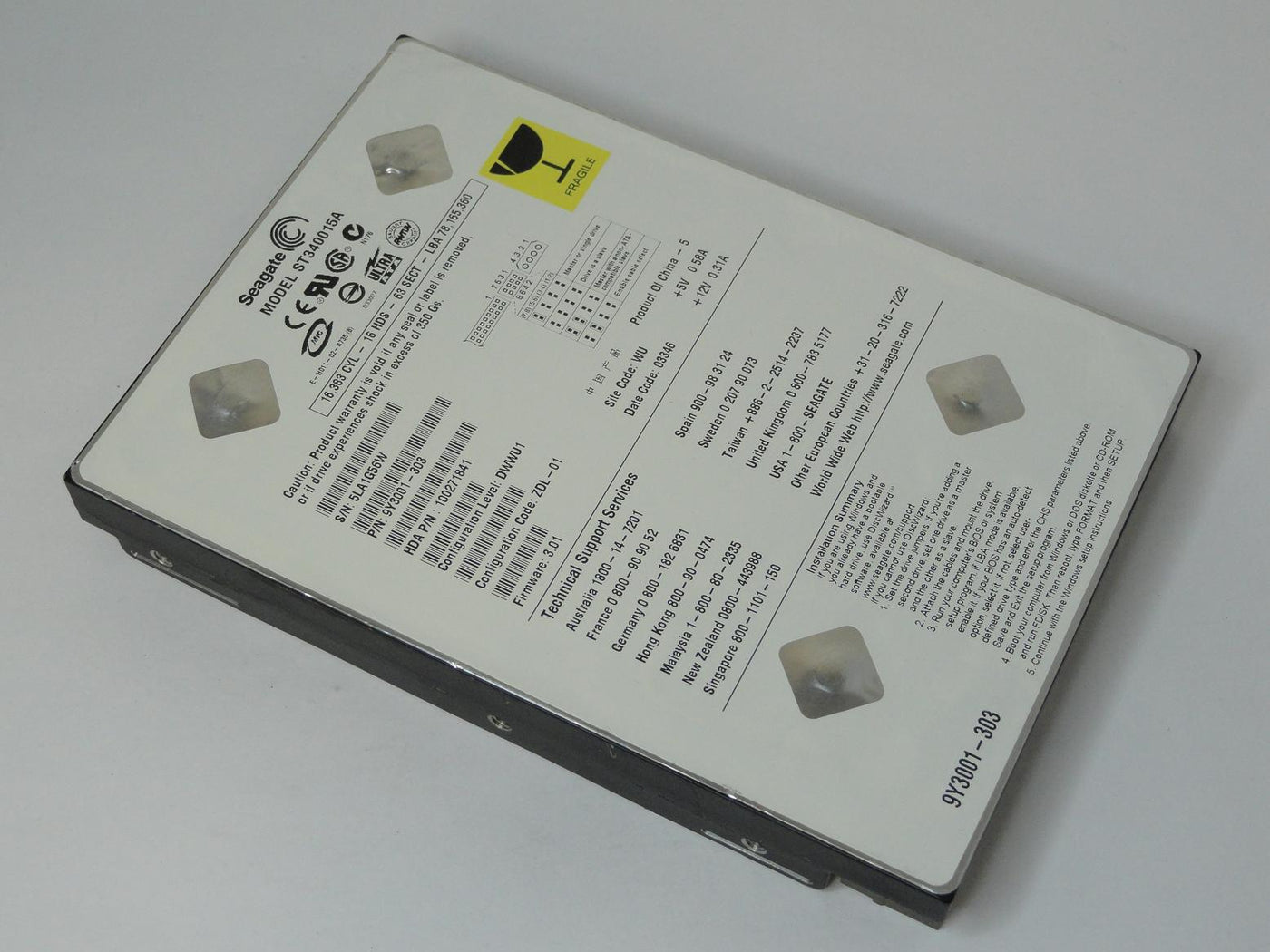 Seagate Barracuda 5400.1 40GB IDE 5400RPM 3.5in HDD ( 9Y3001-003 ST340015A ) REF