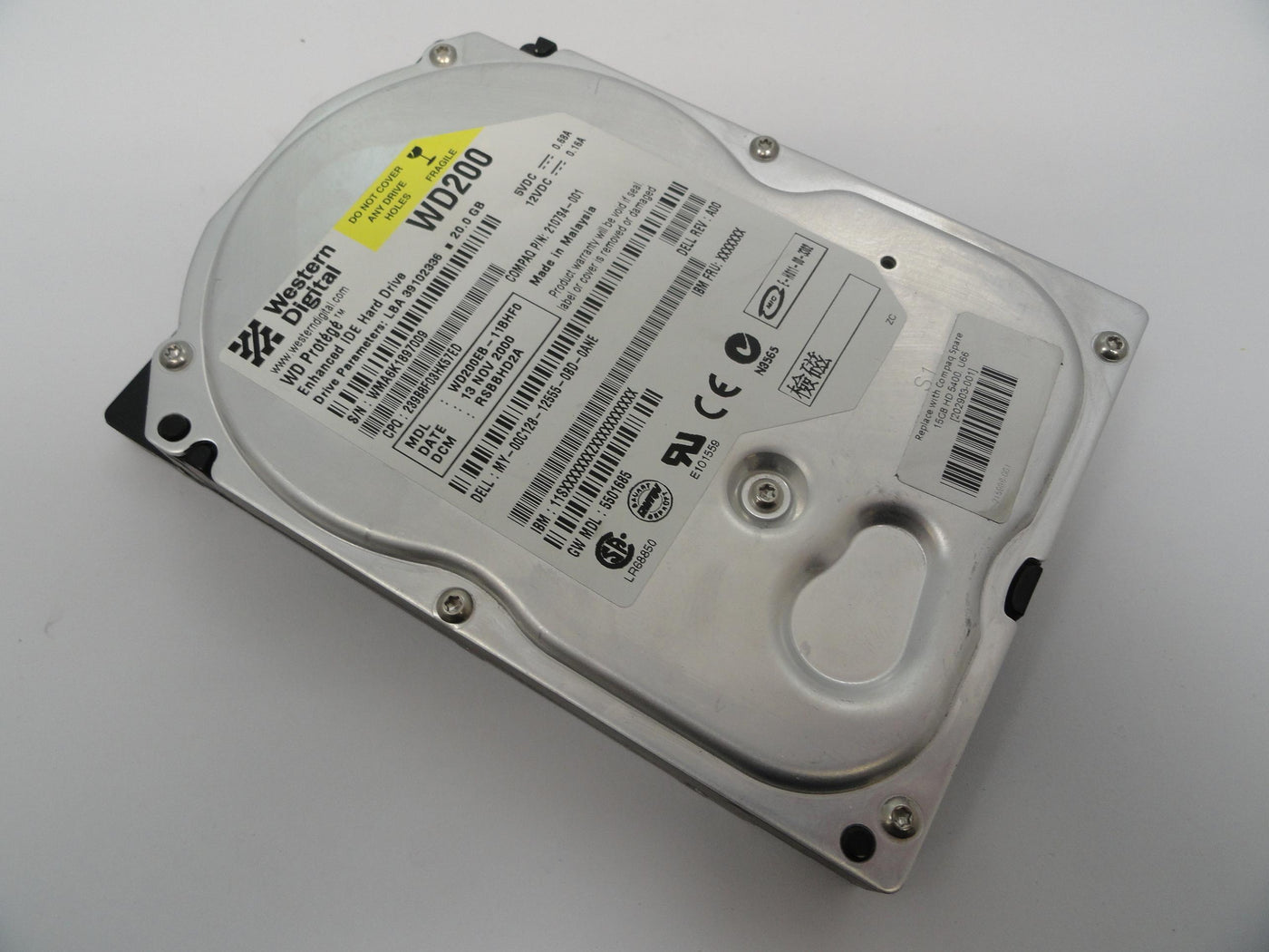 Western Digital Compaq Dell 20GB IDE 7200rpm 3.5in HDD ( WD200EB-11BHF0 210794-001 0C128 ) REF