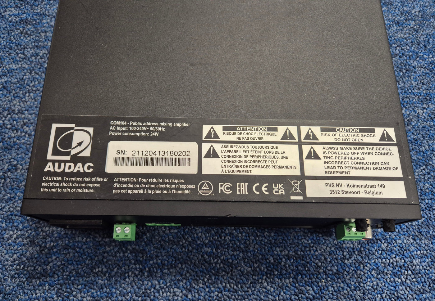Audac Public Address Mixing Amplifier 70V/100V/4Ohm ( COM104 ) USED