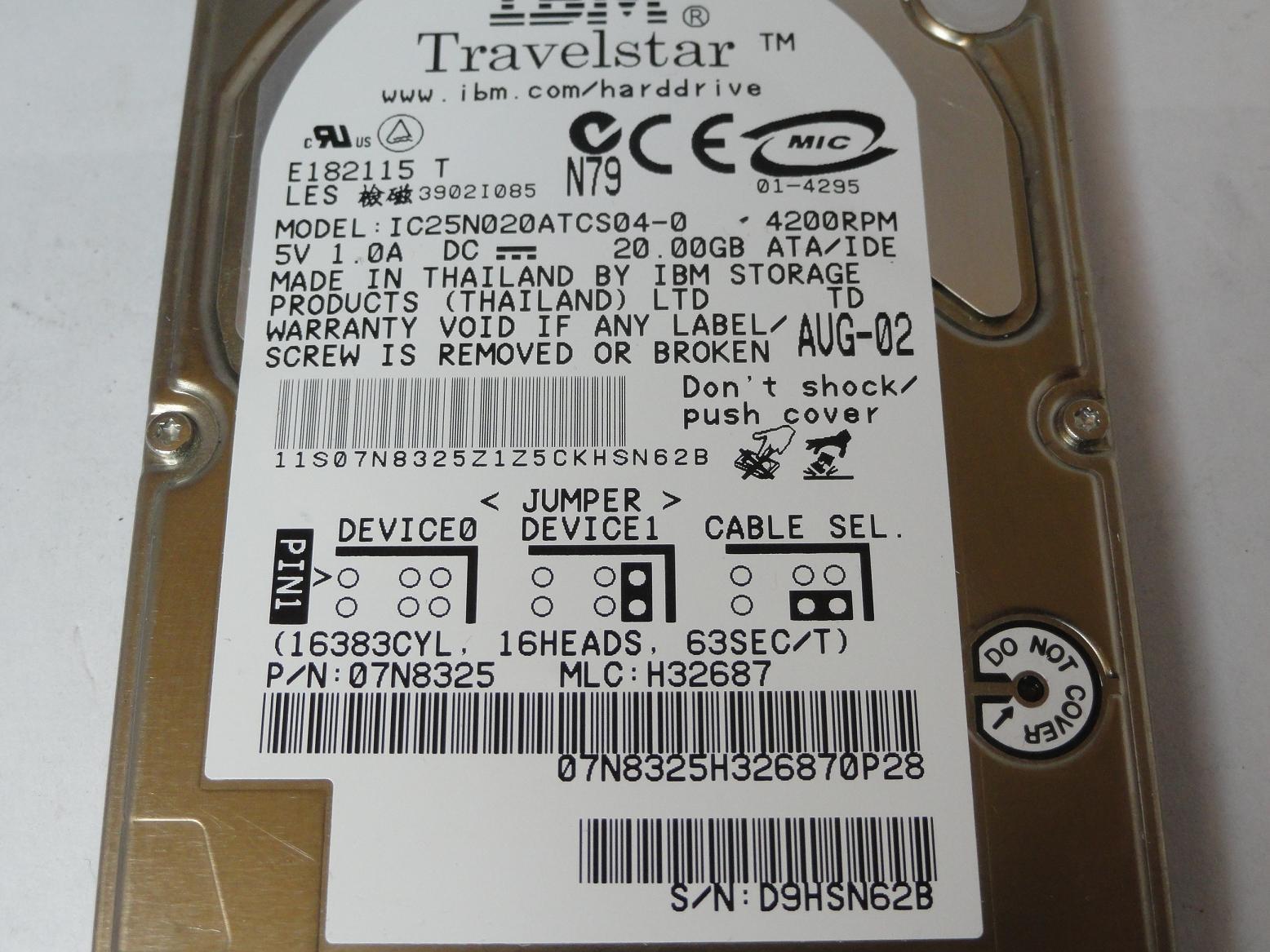 PR10950_07N8325_IBM 20GB IDE 4200rpm 2.5in HDD - Image2