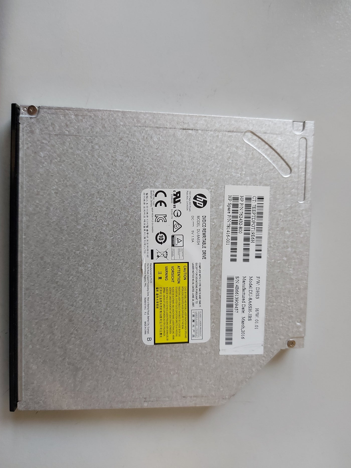 HP DU-8A6SH-JBS DVD/CD re-writable internal DVD-RW optical disk drive 762432-800