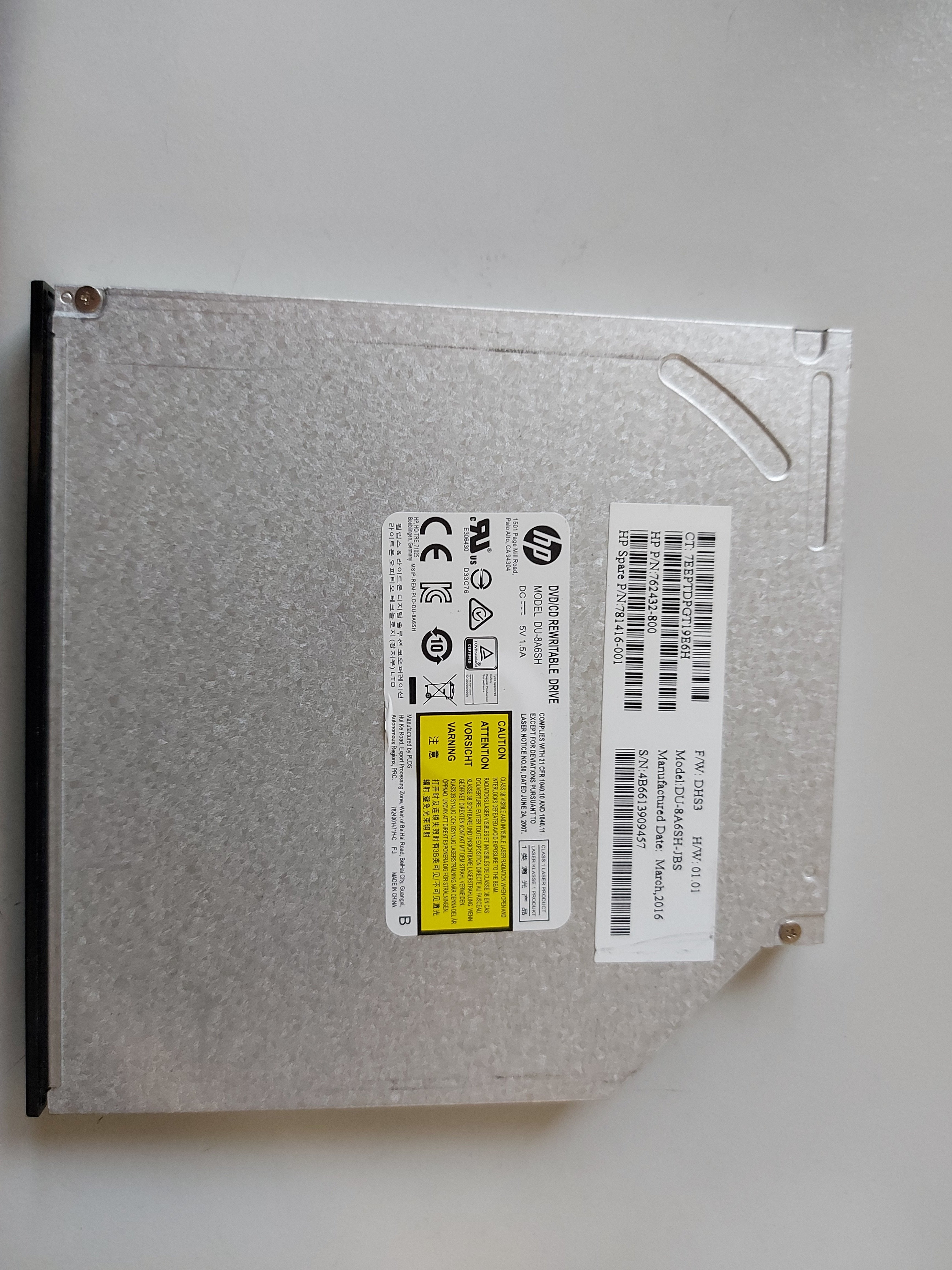 HP DU-8A6SH-JBS DVD/CD re-writable internal DVD-RW optical disk drive 762432-800