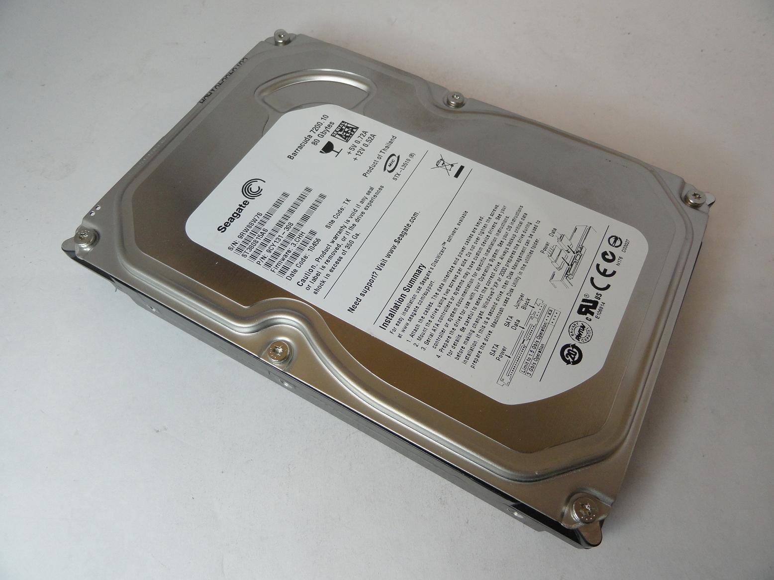 9CY131-308 - Seagate 80GB SATA 7200rpm 3.5in Barracuda 7200.10 HDD - USED