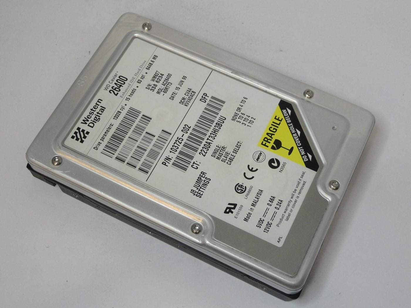 Western Digital HP 6.4GB 5400RPM 3.5" IDE HDD ( 103725-002 AC26400-60RTT3 ) USED