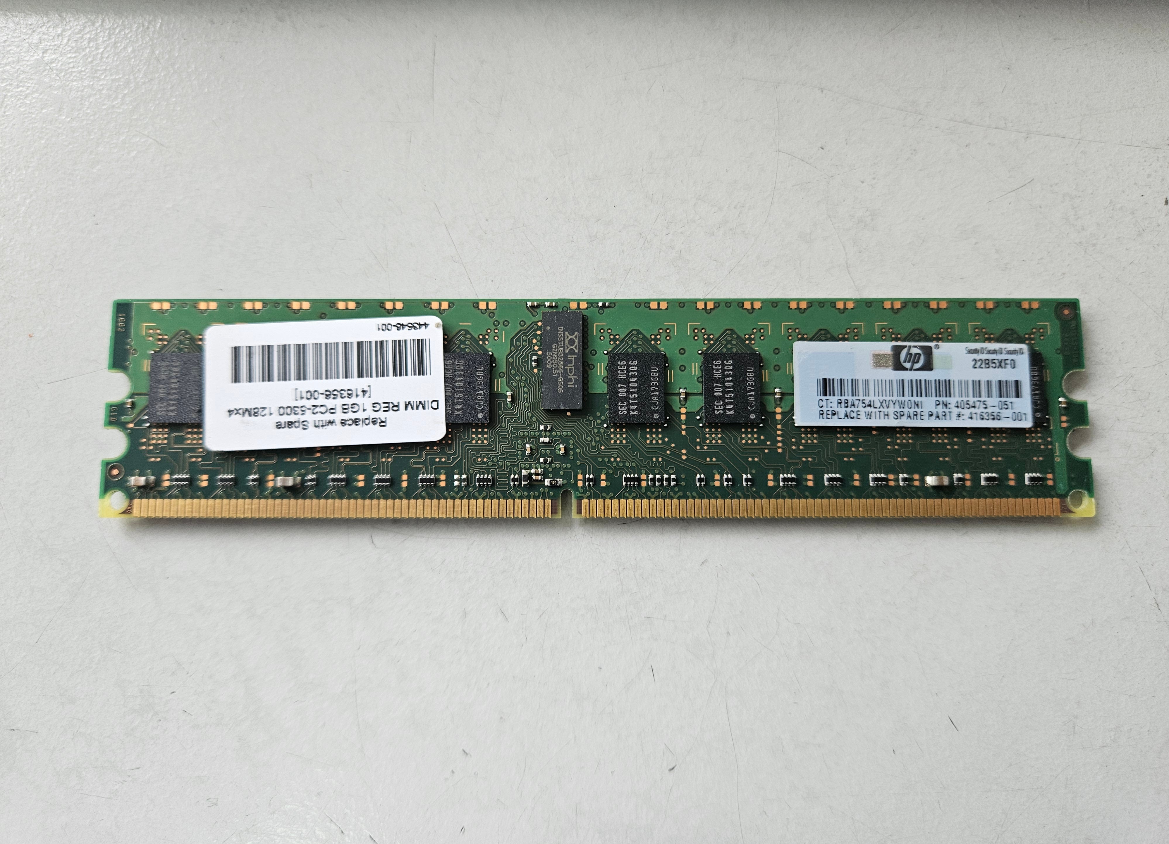 Samsung HP 1GB DDR2-667MHz PC2-5300 CL5 240-Pin DIMM ( M393T2950GZA-CE6Q0 405475-051 ) REF