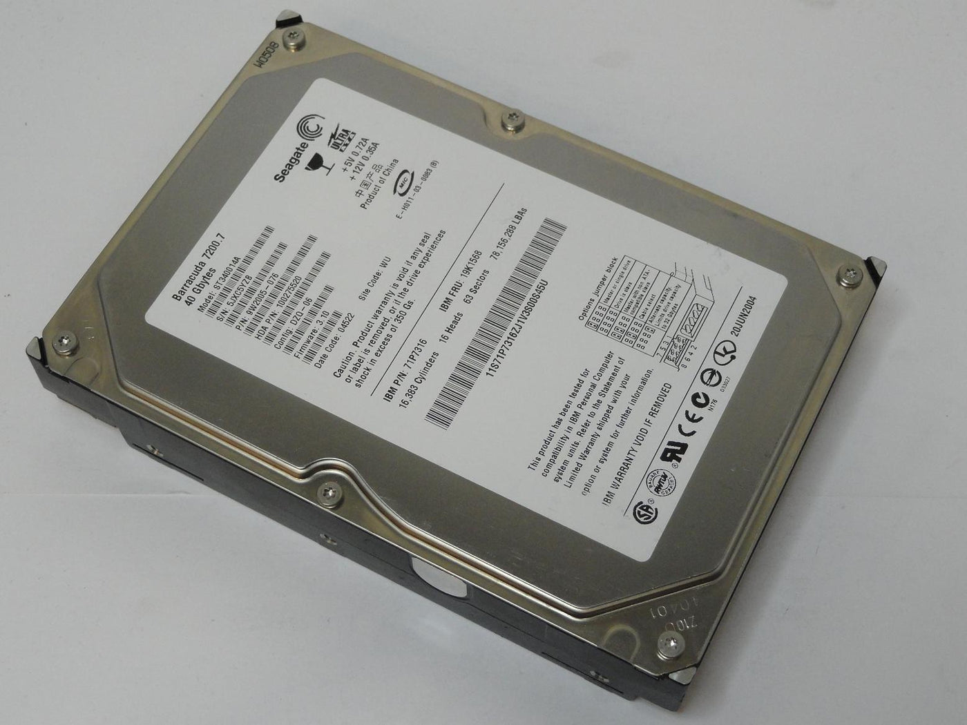 9W2005-076 - Seagate IBM 40Gb IDE 7200rpm 3.5in HDD - Refurbished