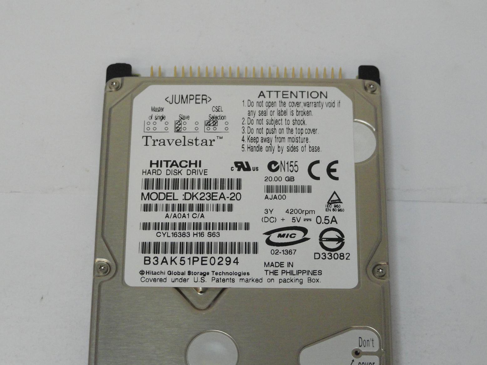 PR03285_DK23EA-20_Hitachi Travelstar 20GB IDE 2.5in HDD - Image2