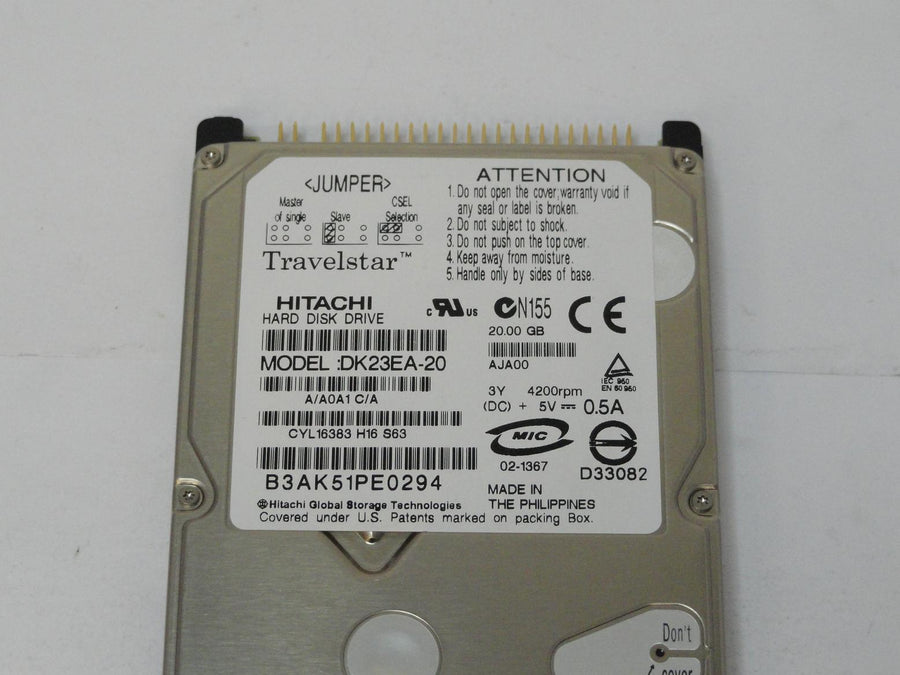 PR03285_DK23EA-20_Hitachi Travelstar 20GB IDE 2.5in HDD - Image2
