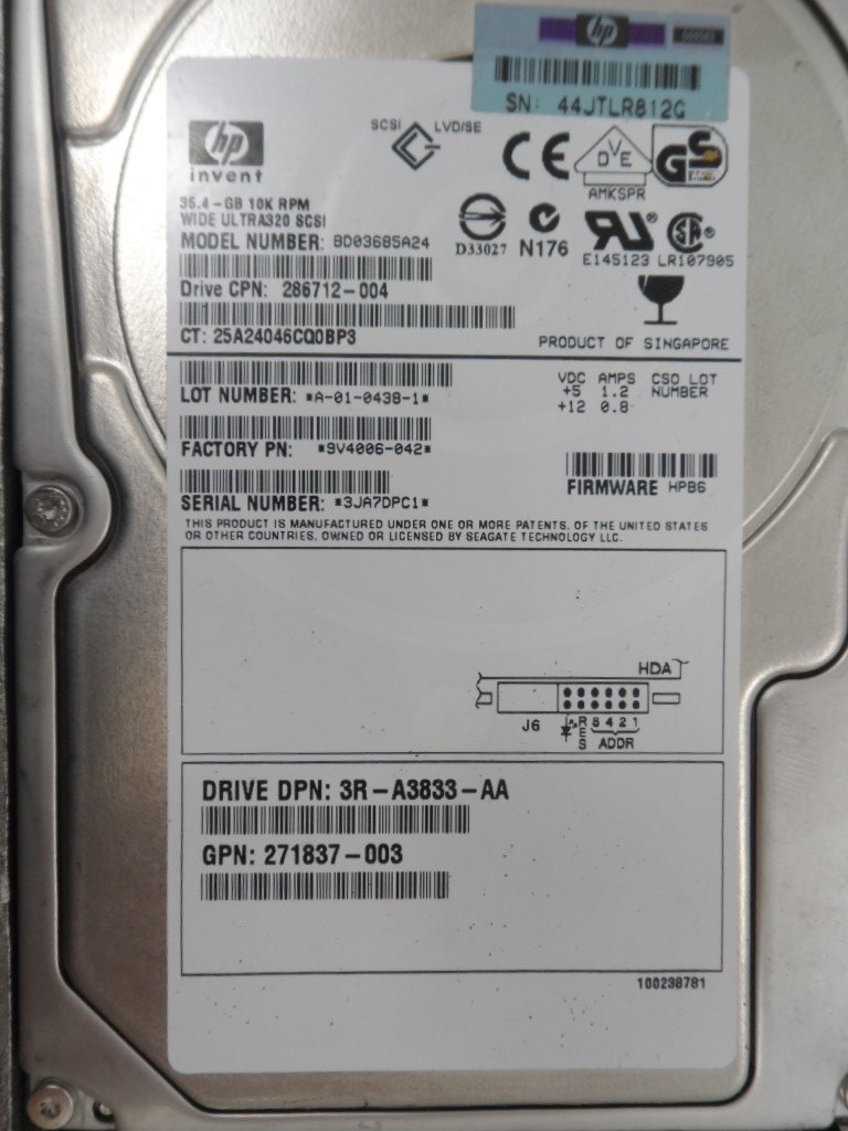 9V4006-042 - Seagate HP 36.4GB SCSI 80 Pin 10Krpm 3.5in HDD in Caddy - Refurbished