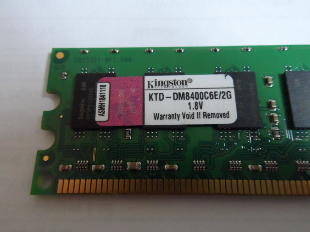 Kingston 2GB DDR2-800MHz PC2-6400 ECC Unbuffered DIMM ( KTD-DM8400C6E/2G 9905321-031 ) REF