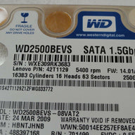 Western Digital Lenovo 250GB SATA 2.5" 5400rpm HDD ( WD2500BEVS-08VAT2 42T1129 42T1581 42T1580 ) REF